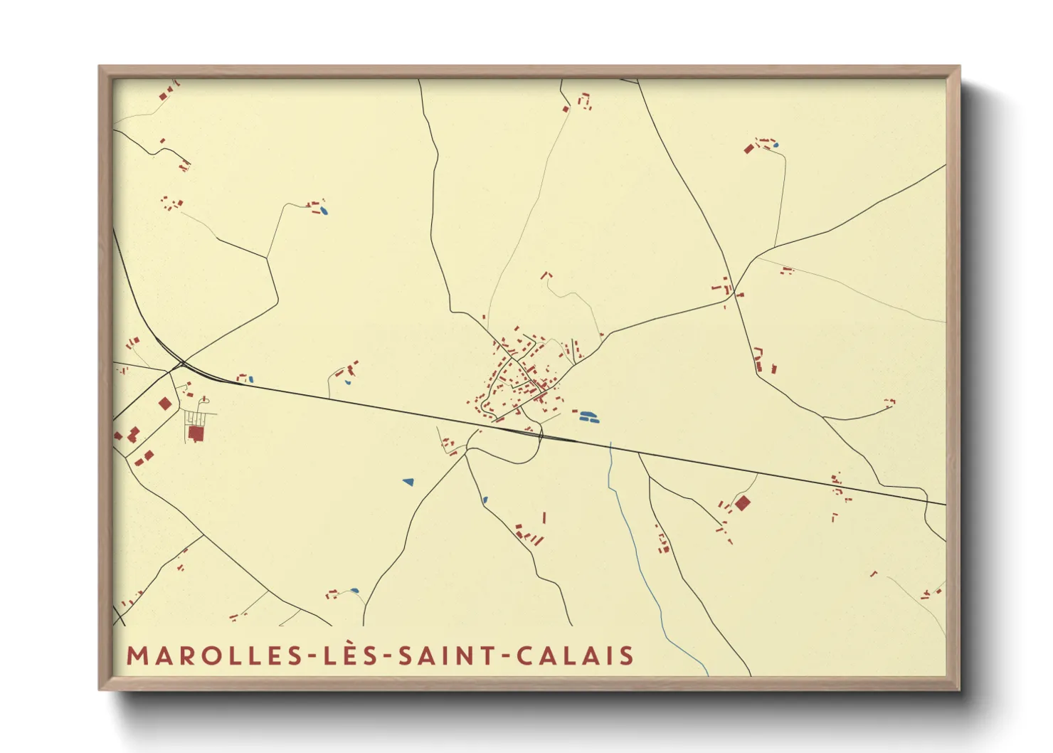 Une affiche de carte sur Marolles-lès-Saint-Calais