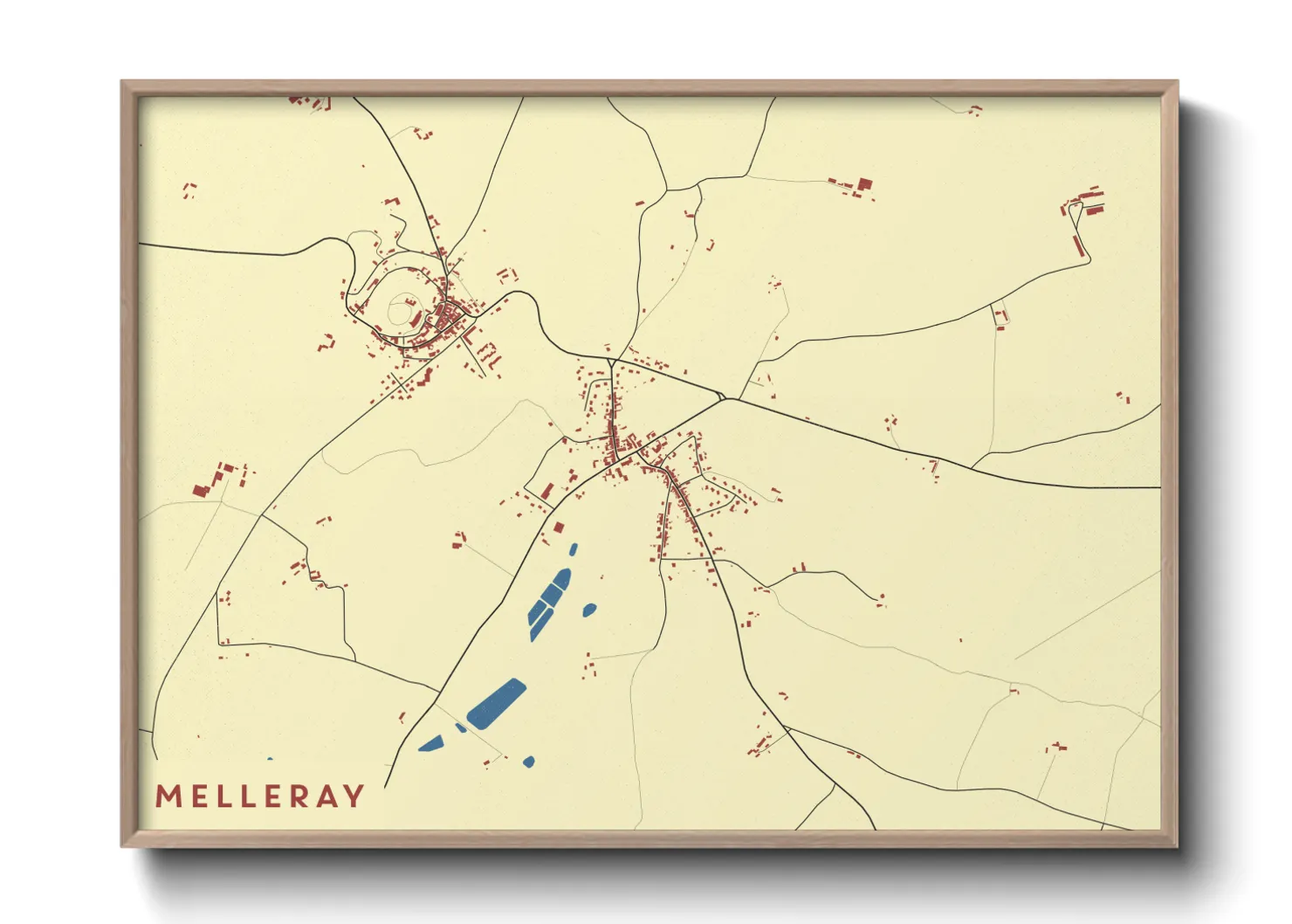 Une affiche de carte sur Melleray