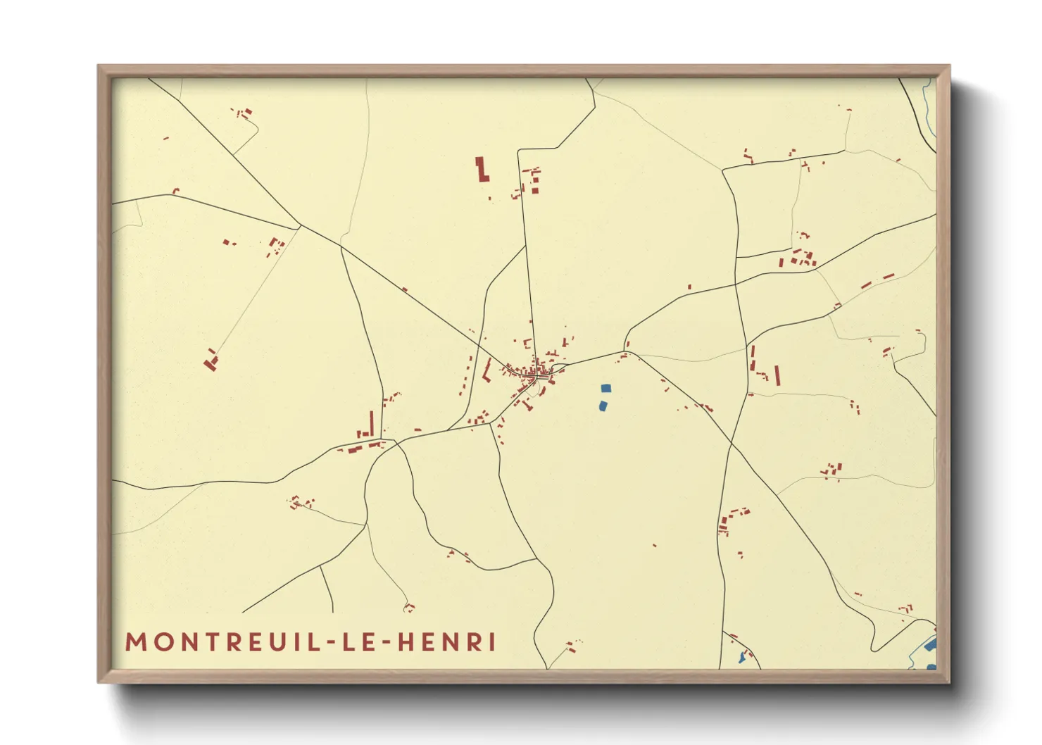 Une affiche de carte sur Montreuil-le-Henri
