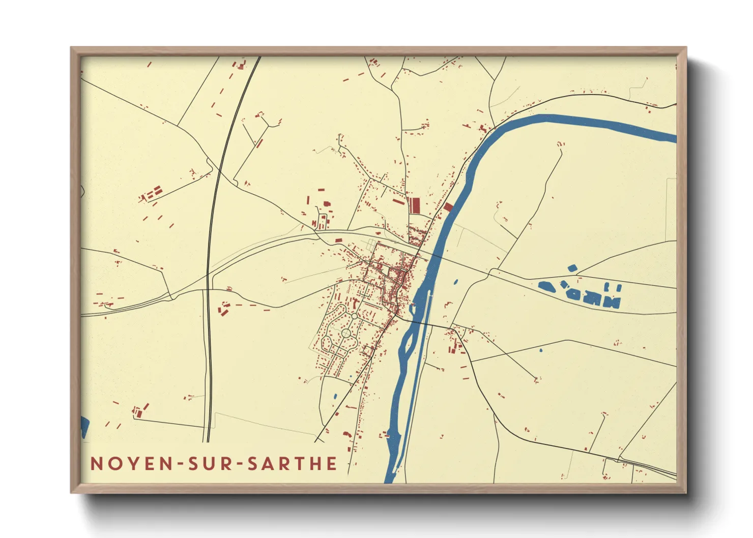 Une affiche de carte sur Noyen-sur-Sarthe