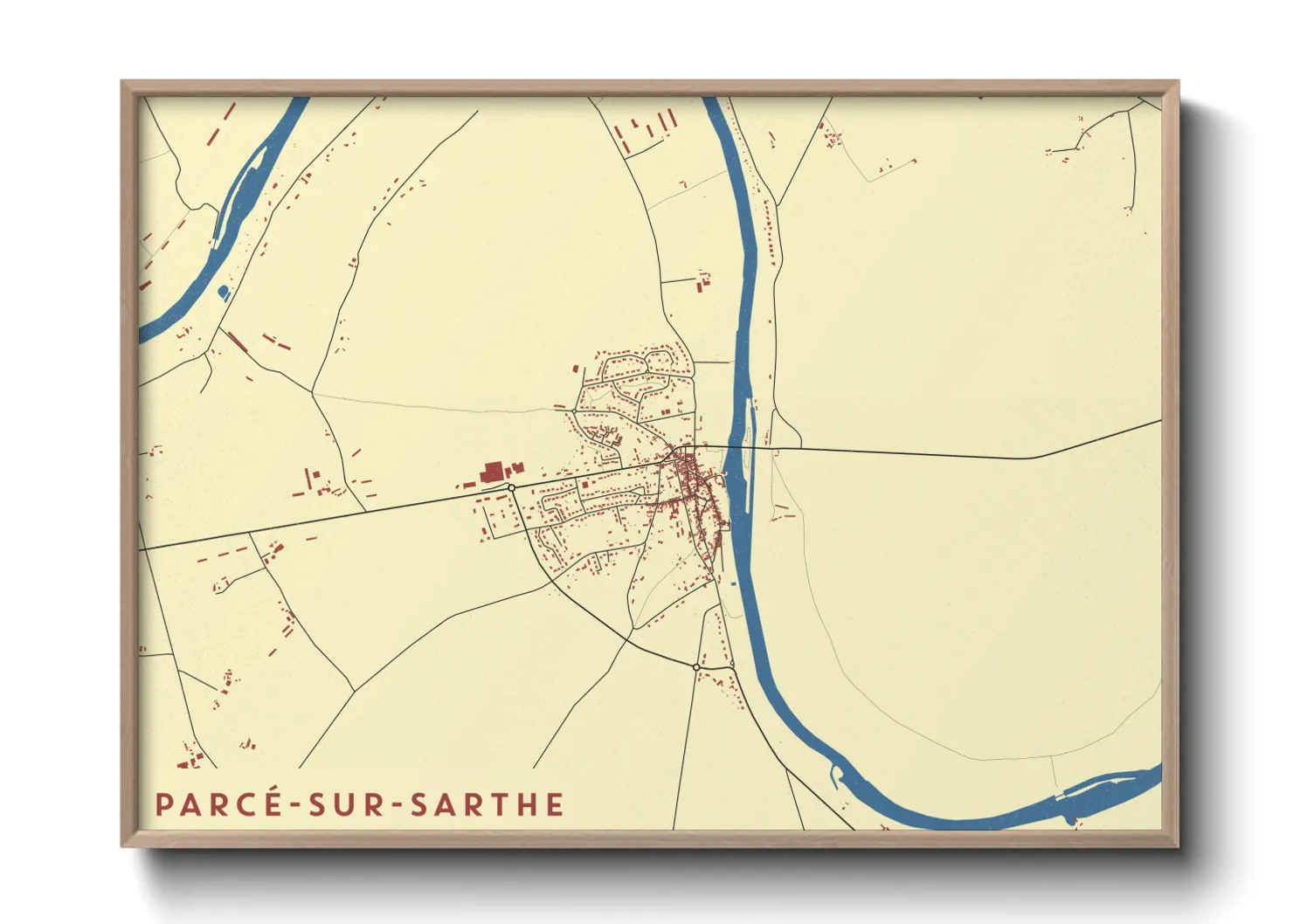 Une affiche de carte sur Parcé-sur-Sarthe