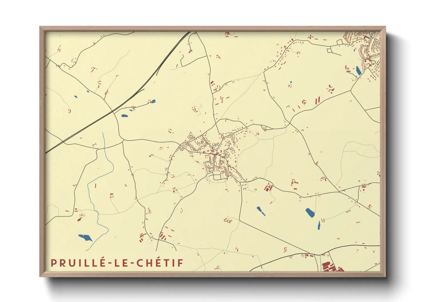 Une affiche de carte sur Pruillé-le-Chétif
