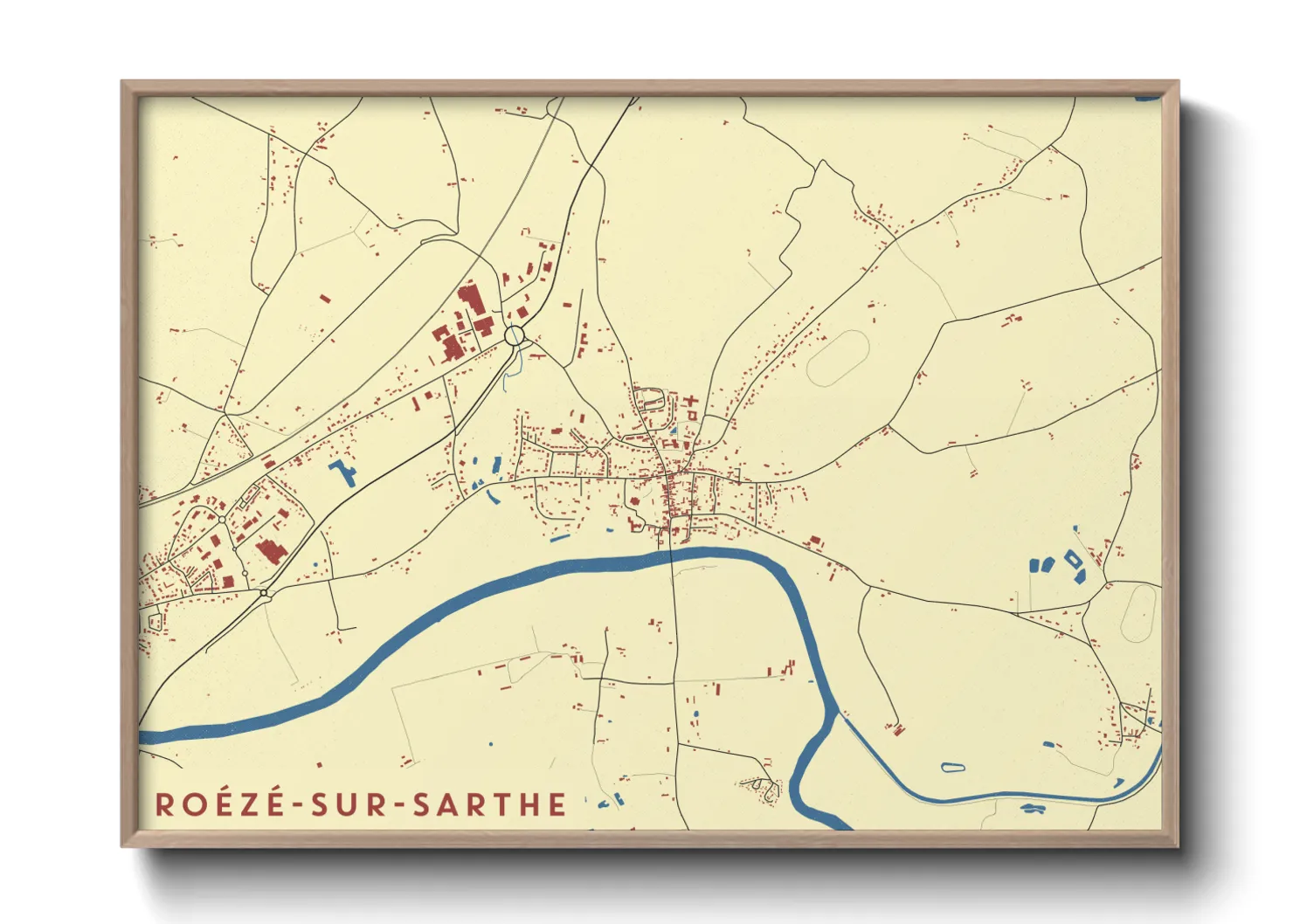 Une affiche de carte sur Roézé-sur-Sarthe
