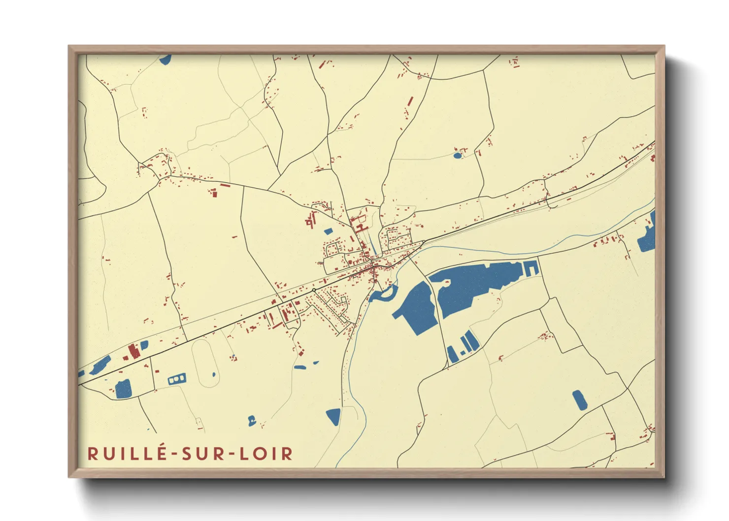 Une affiche de carte sur Ruillé-sur-Loir