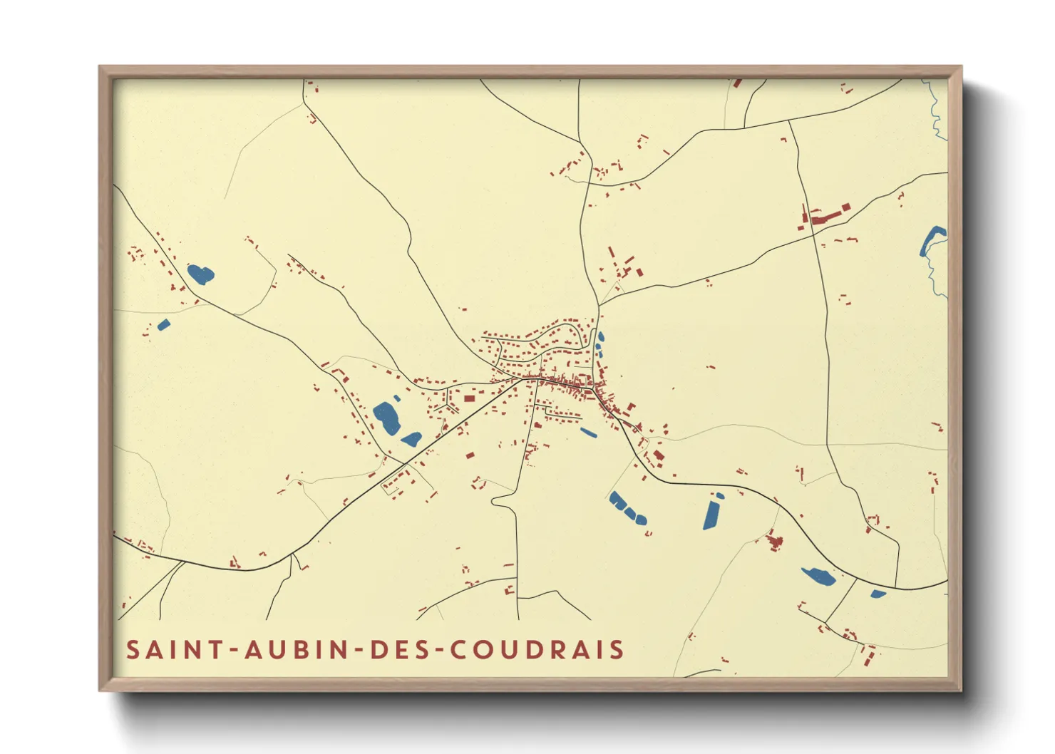 Une affiche de carte sur Saint-Aubin-des-Coudrais