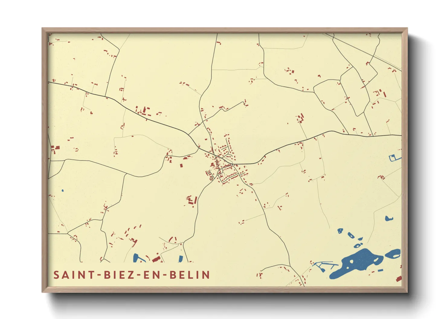 Une affiche de carte sur Saint-Biez-en-Belin