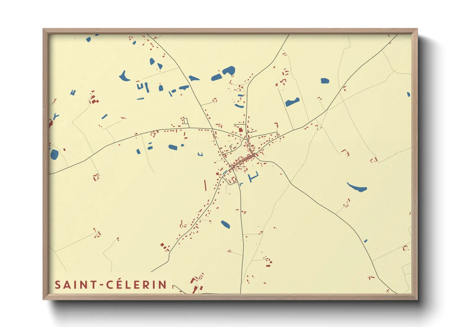 Une affiche de carte sur Saint-Célerin