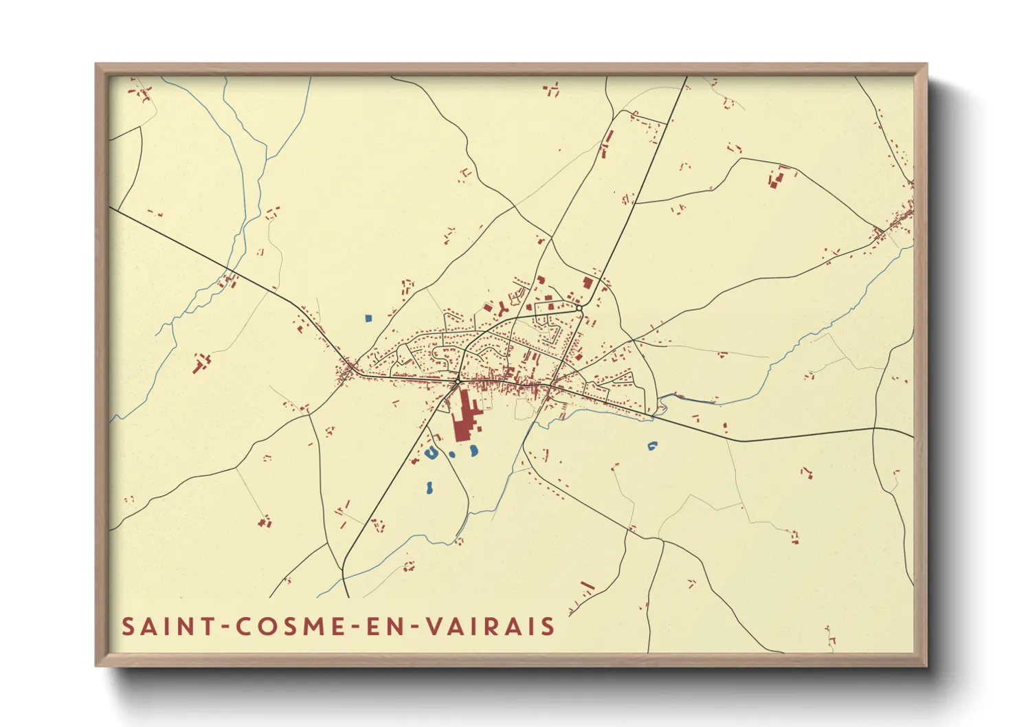 Une affiche de carte sur Saint-Cosme-en-Vairais
