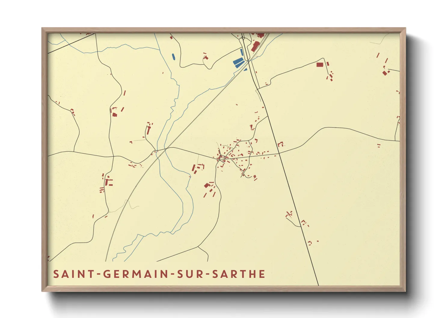 Une affiche de carte sur Saint-Germain-sur-Sarthe