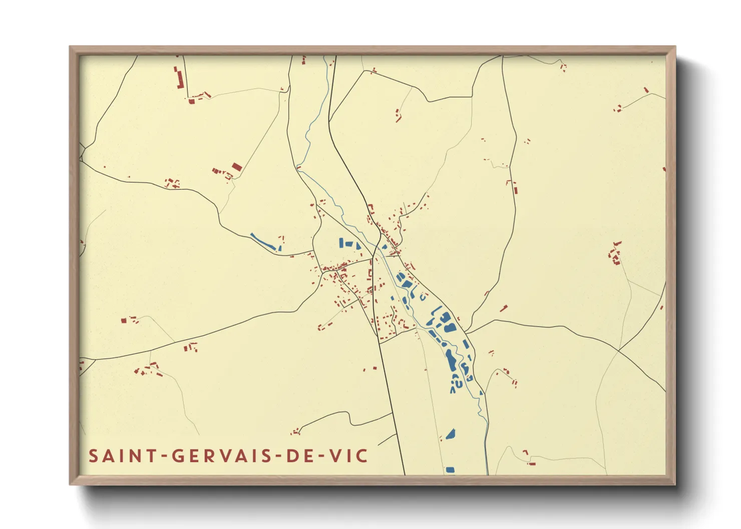 Une affiche de carte sur Saint-Gervais-de-Vic