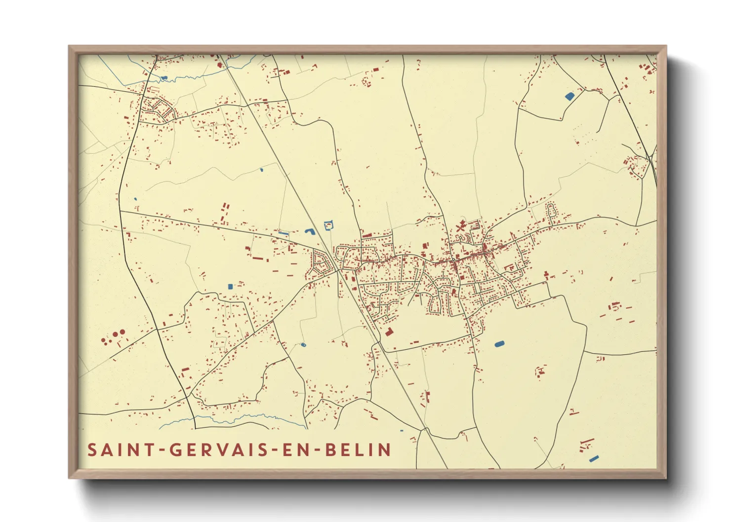 Une affiche de carte sur Saint-Gervais-en-Belin
