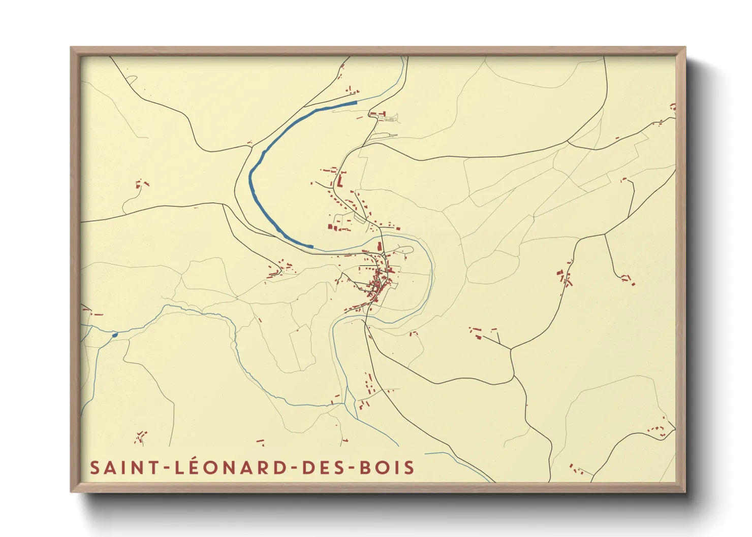 Une affiche de carte sur Saint-Léonard-des-Bois