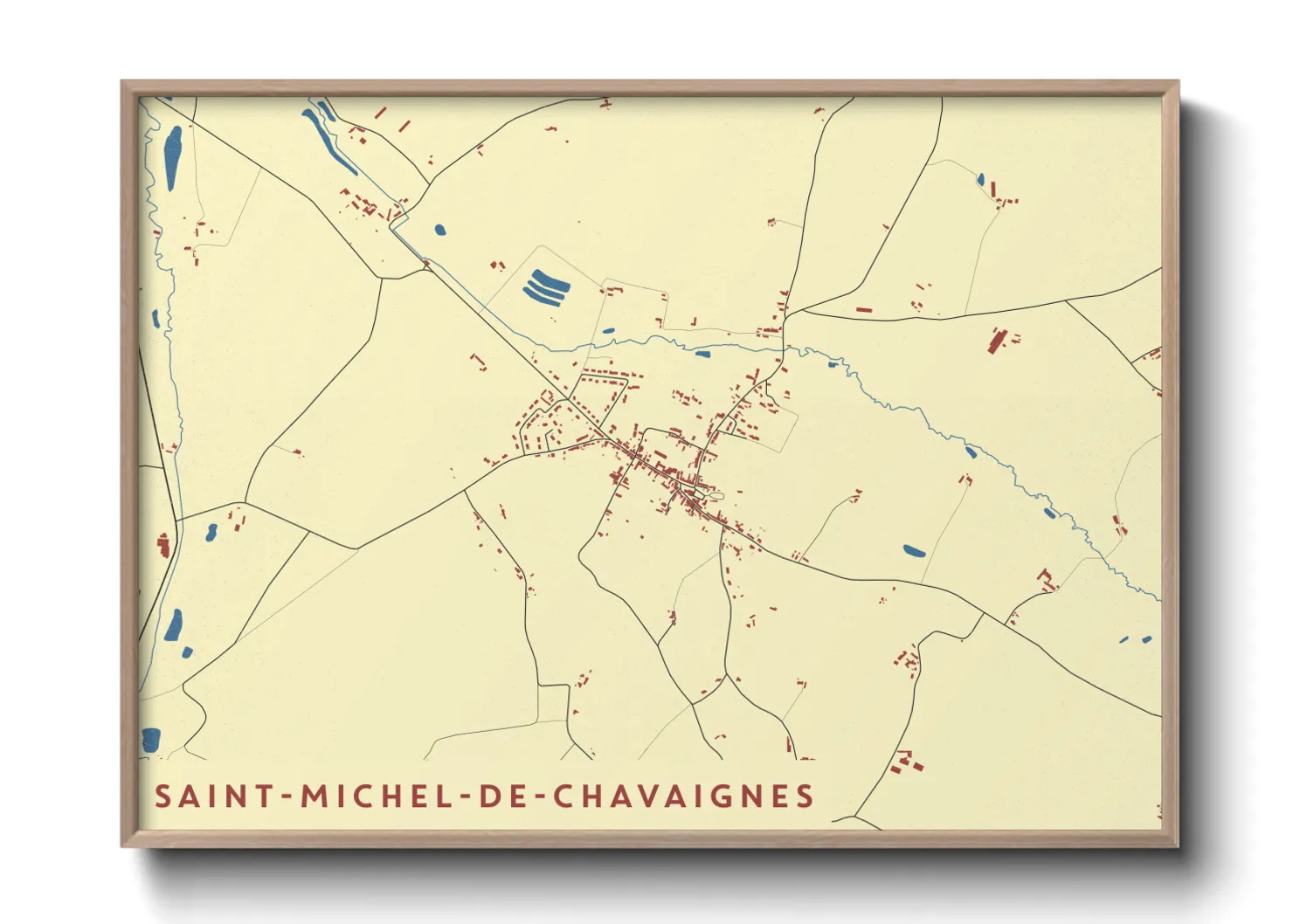 Une affiche de carte sur Saint-Michel-de-Chavaignes
