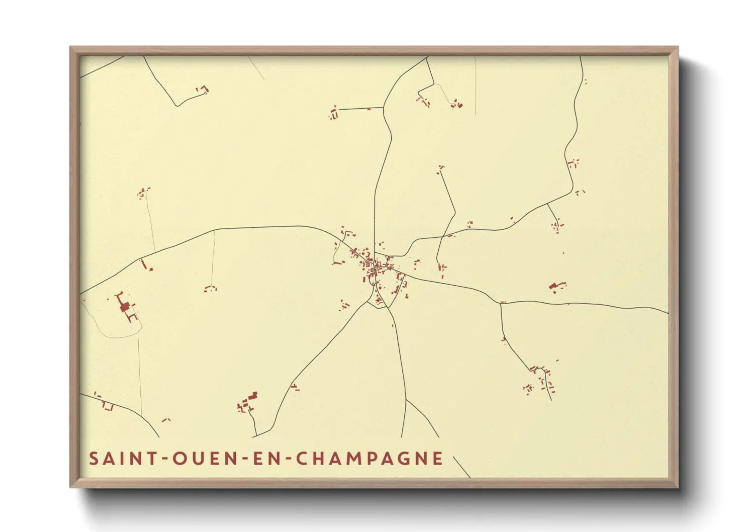 Une affiche de carte sur Saint-Ouen-en-Champagne