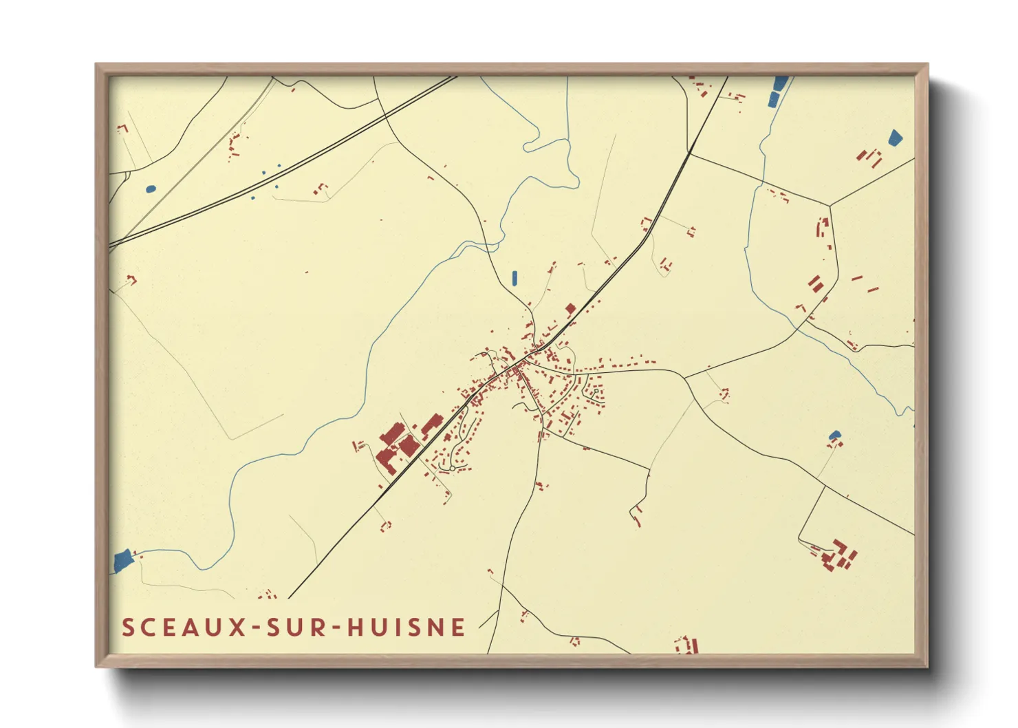 Une affiche de carte sur Sceaux-sur-Huisne