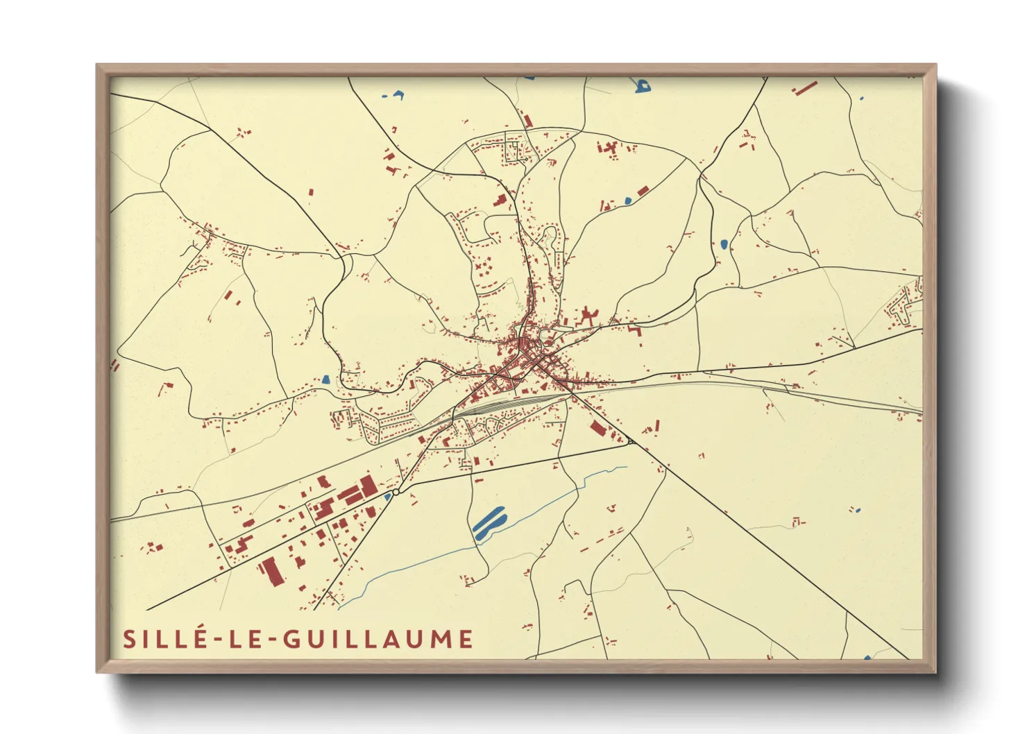 Une affiche de carte sur Sillé-le-Guillaume