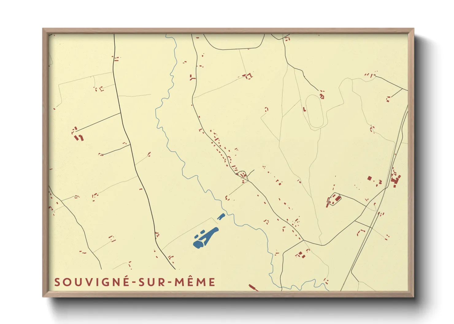 Une affiche de carte sur Souvigné-sur-Même