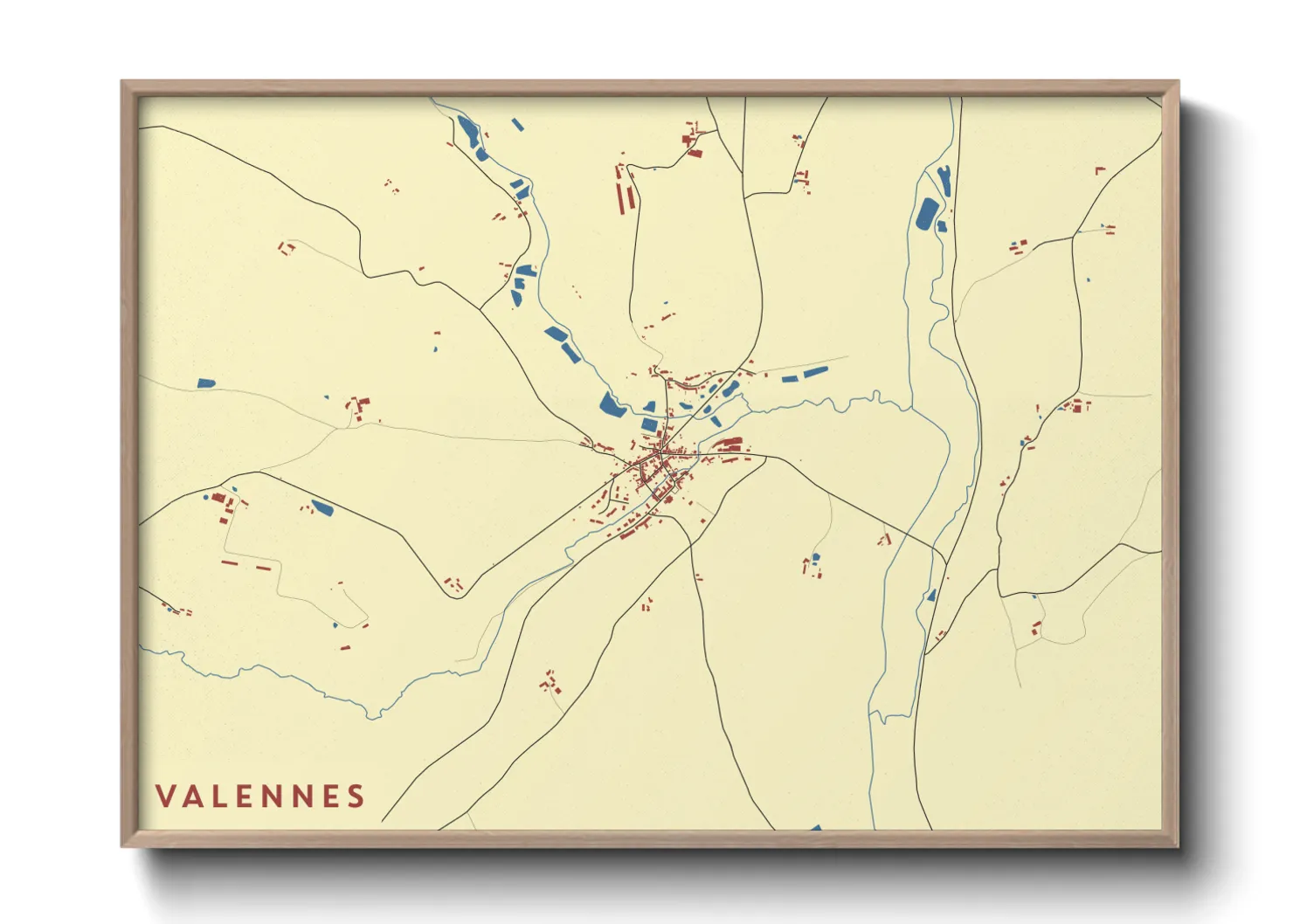 Une affiche de carte sur Valennes