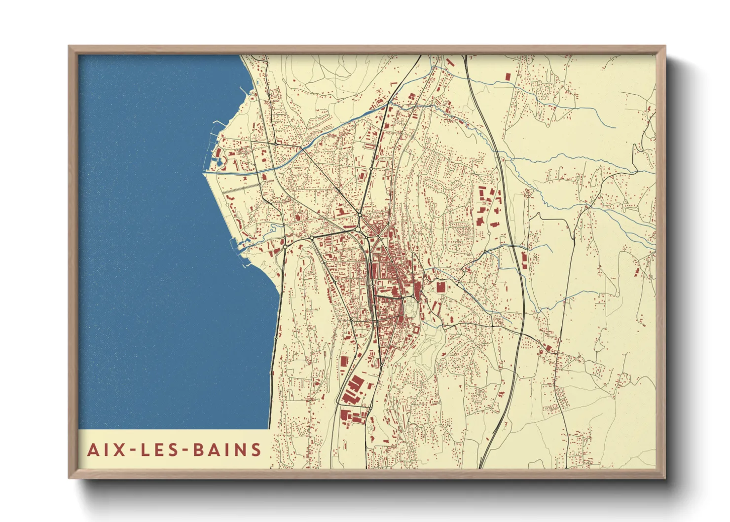 Une affiche de carte sur Aix-les-Bains