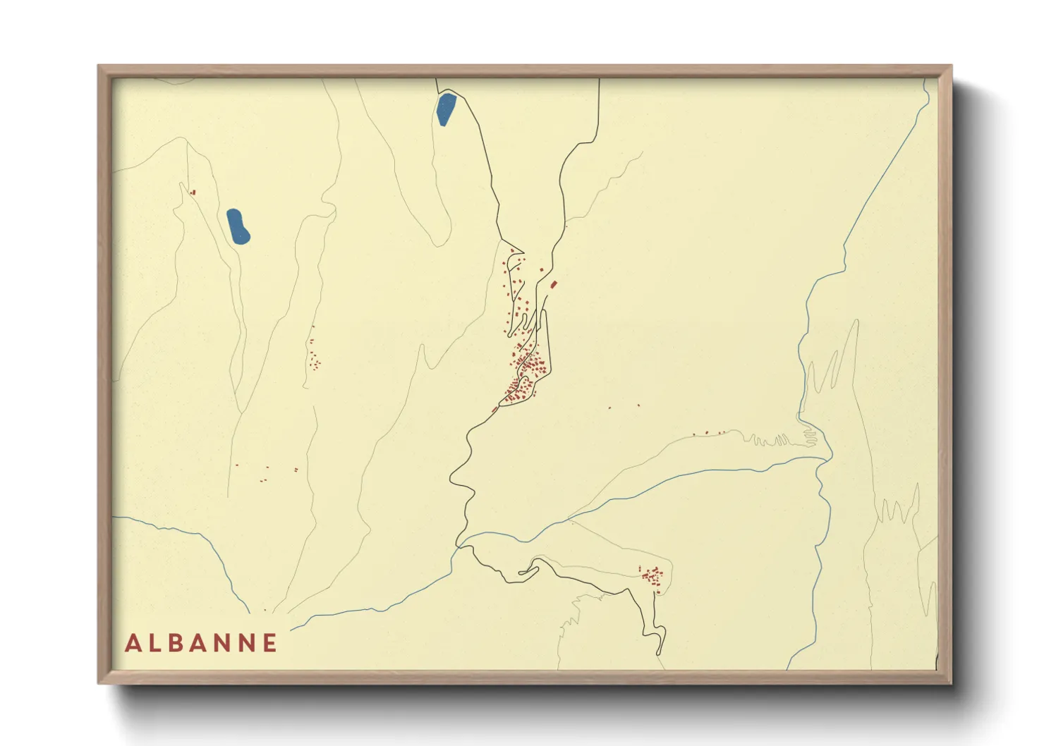 Une affiche de carte sur Albanne