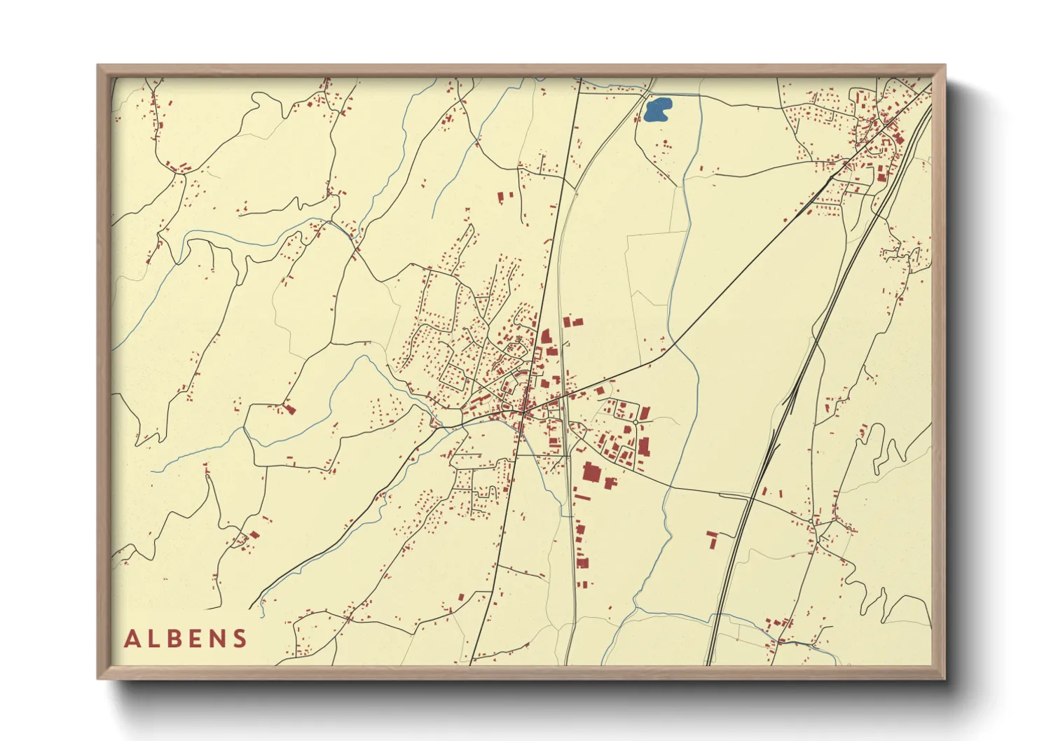 Une affiche de carte sur Albens