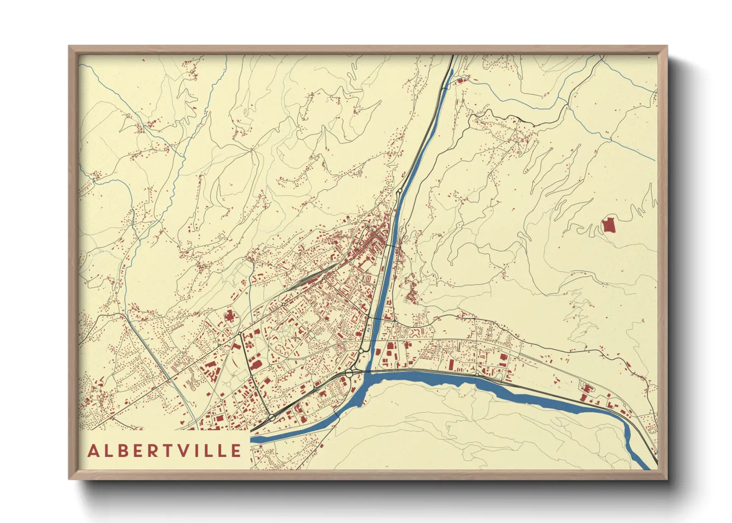 Une affiche de carte sur Albertville