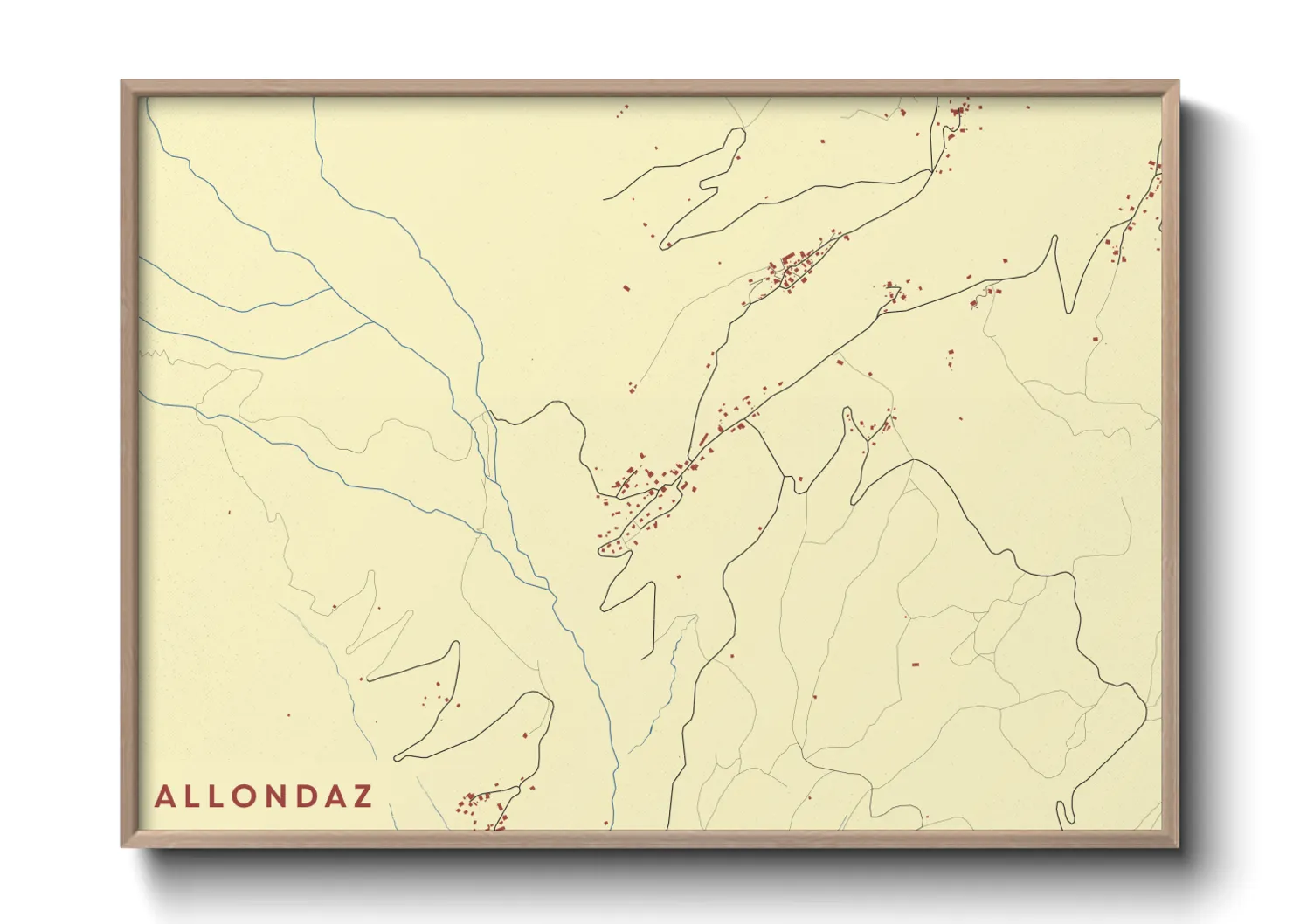 Une affiche de carte sur Allondaz