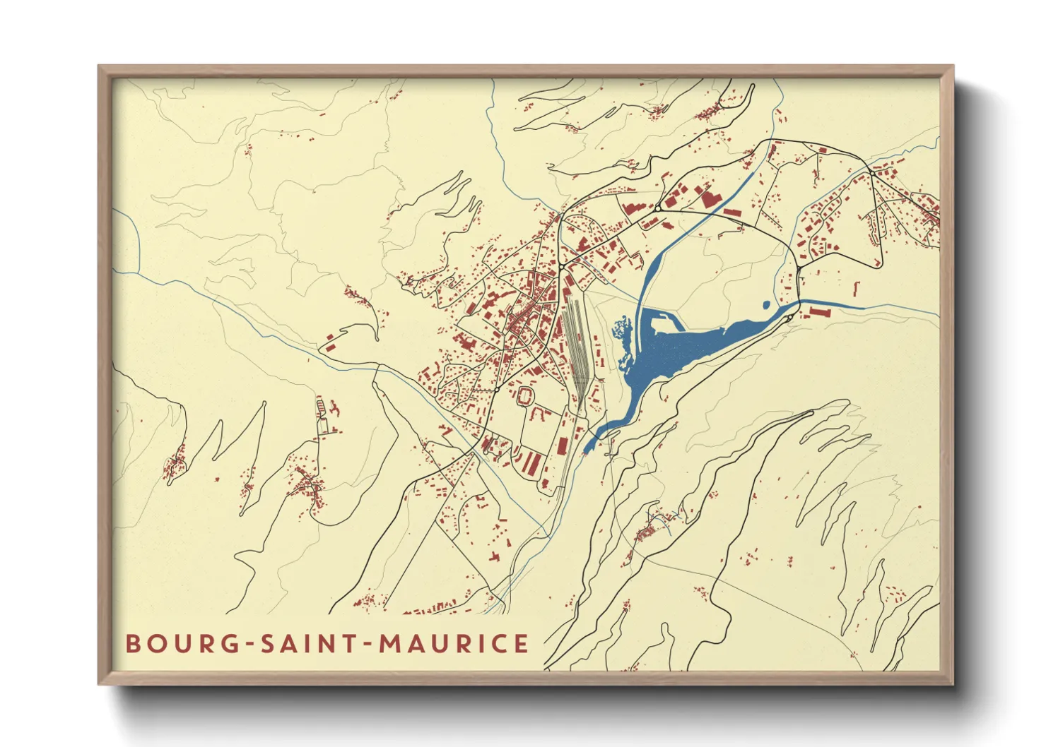 Une affiche de carte sur Bourg-Saint-Maurice