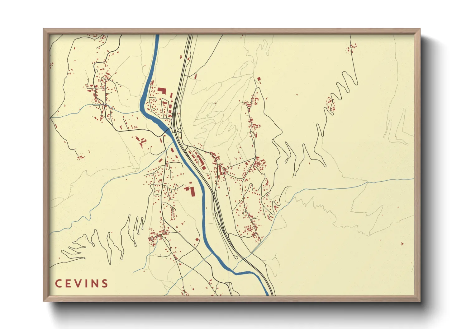 Une affiche de carte sur Cevins