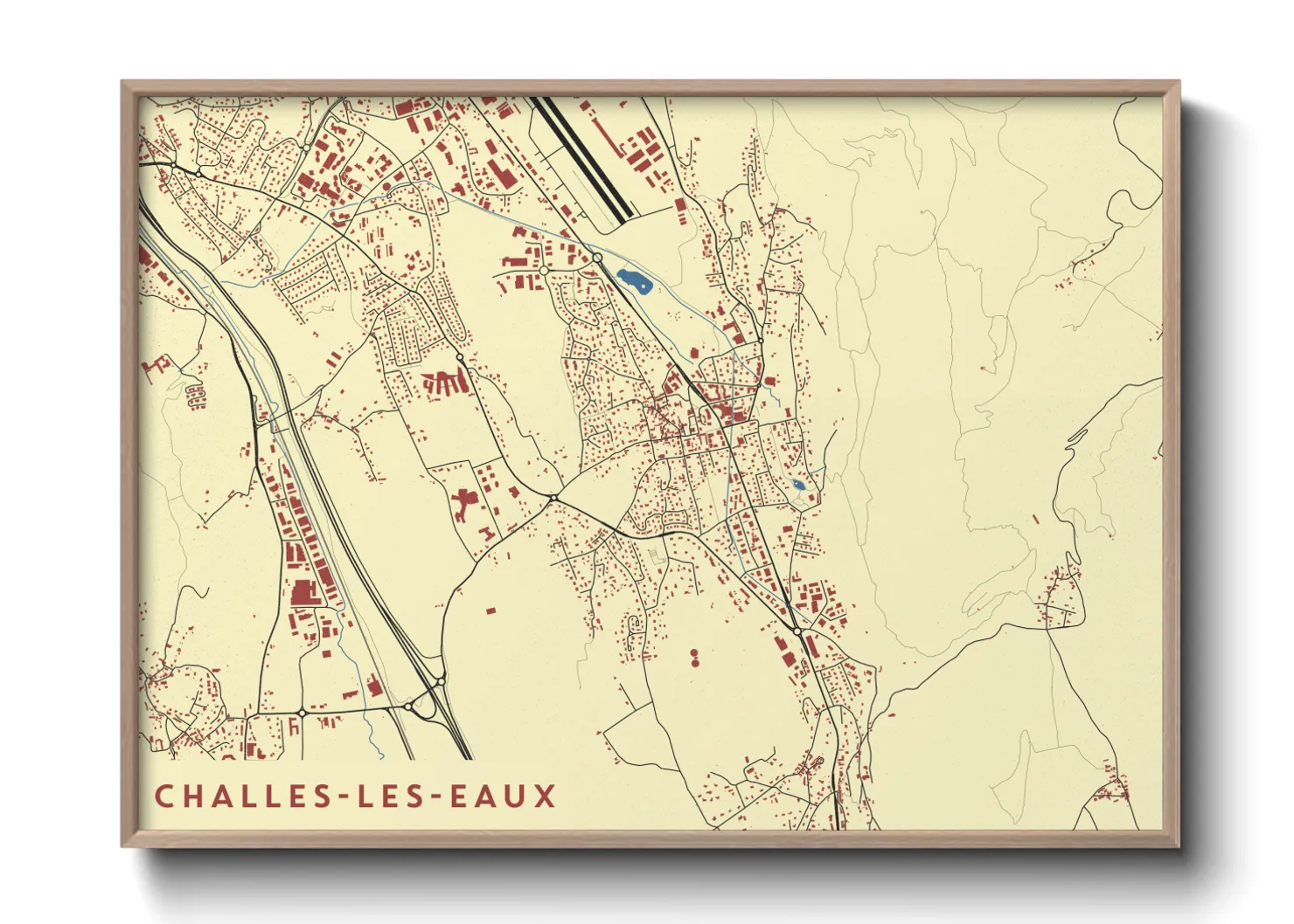 Une affiche de carte sur Challes-les-Eaux