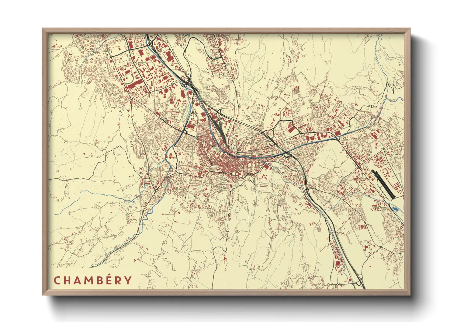 Une affiche de carte sur Chambéry
