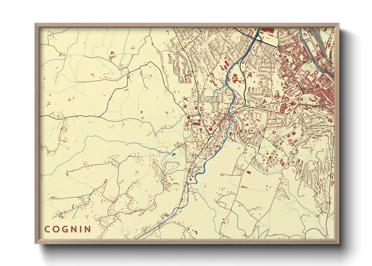 Une affiche de carte sur Cognin