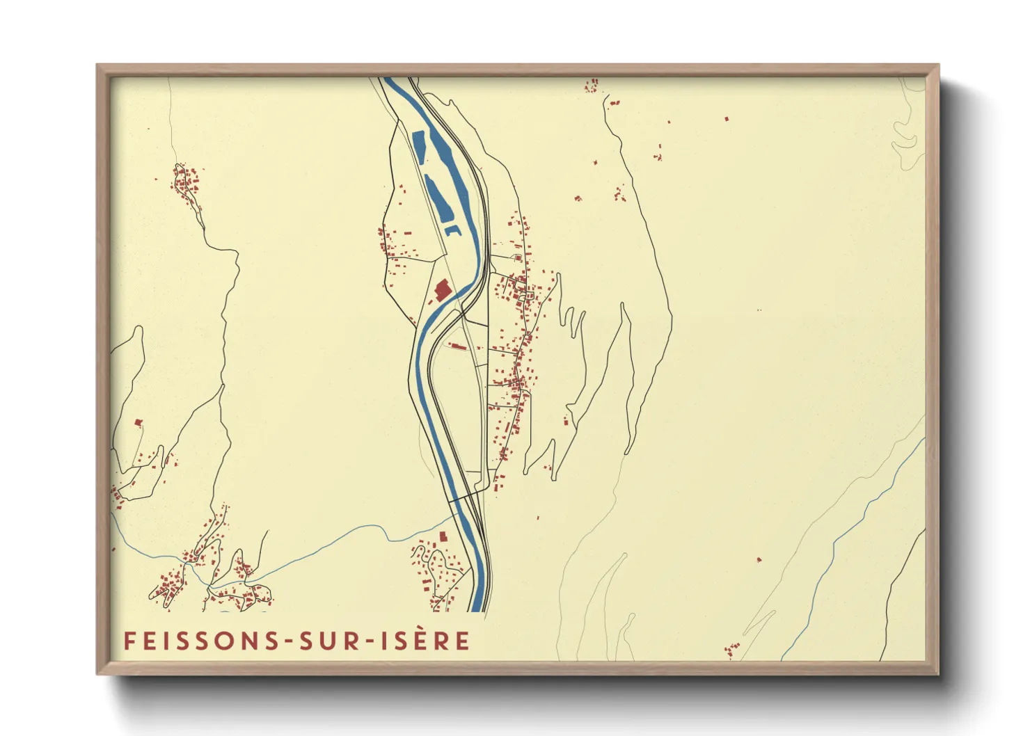 Une affiche de carte sur Feissons-sur-Isère