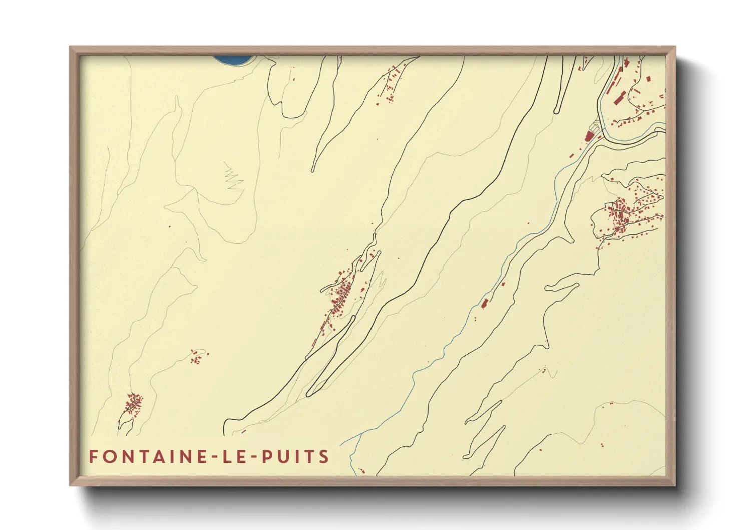 Une affiche de carte sur Fontaine-le-Puits