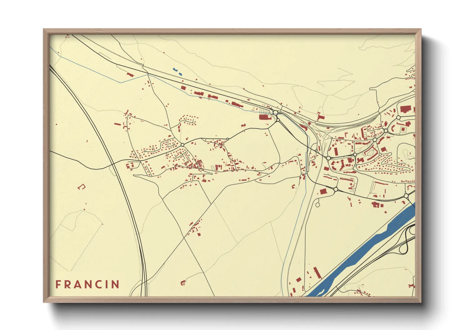 Une affiche de carte sur Francin