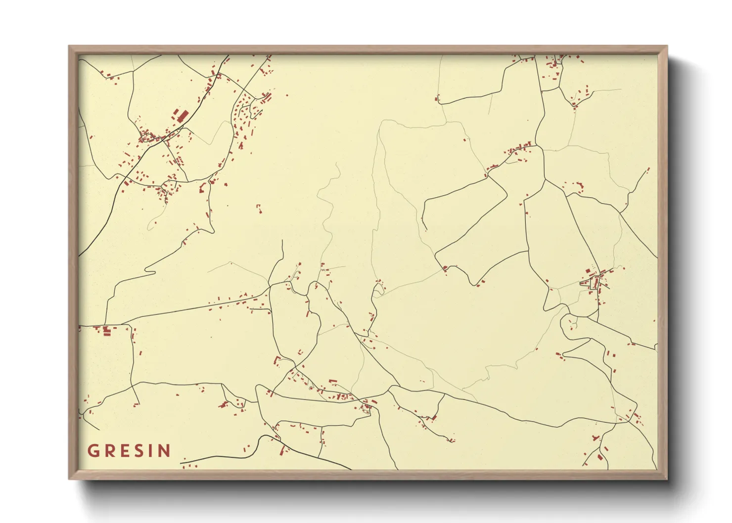 Une affiche de carte sur Gresin