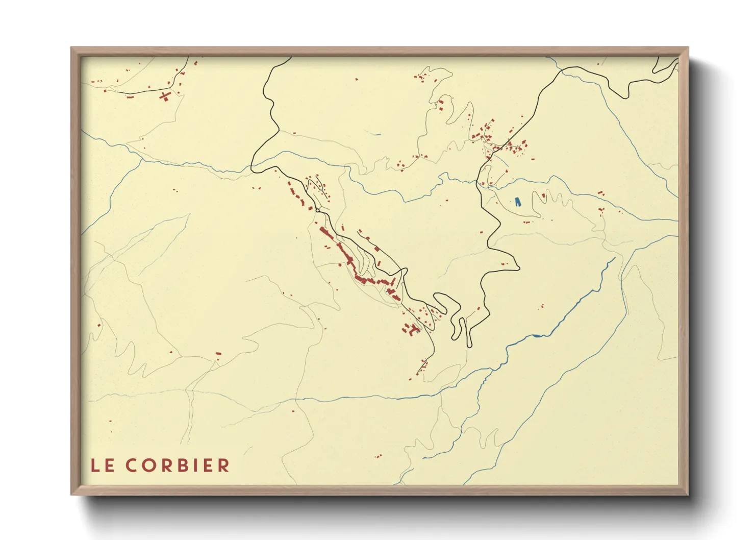 Une affiche de carte sur Le Corbier