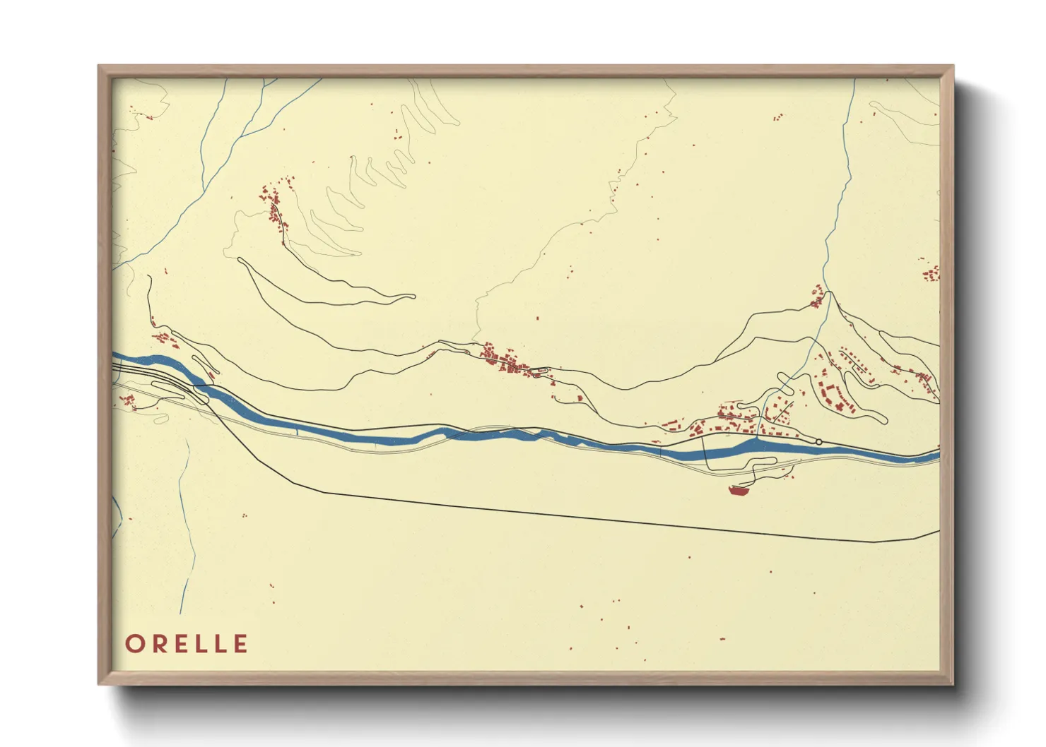 Une affiche de carte sur Orelle