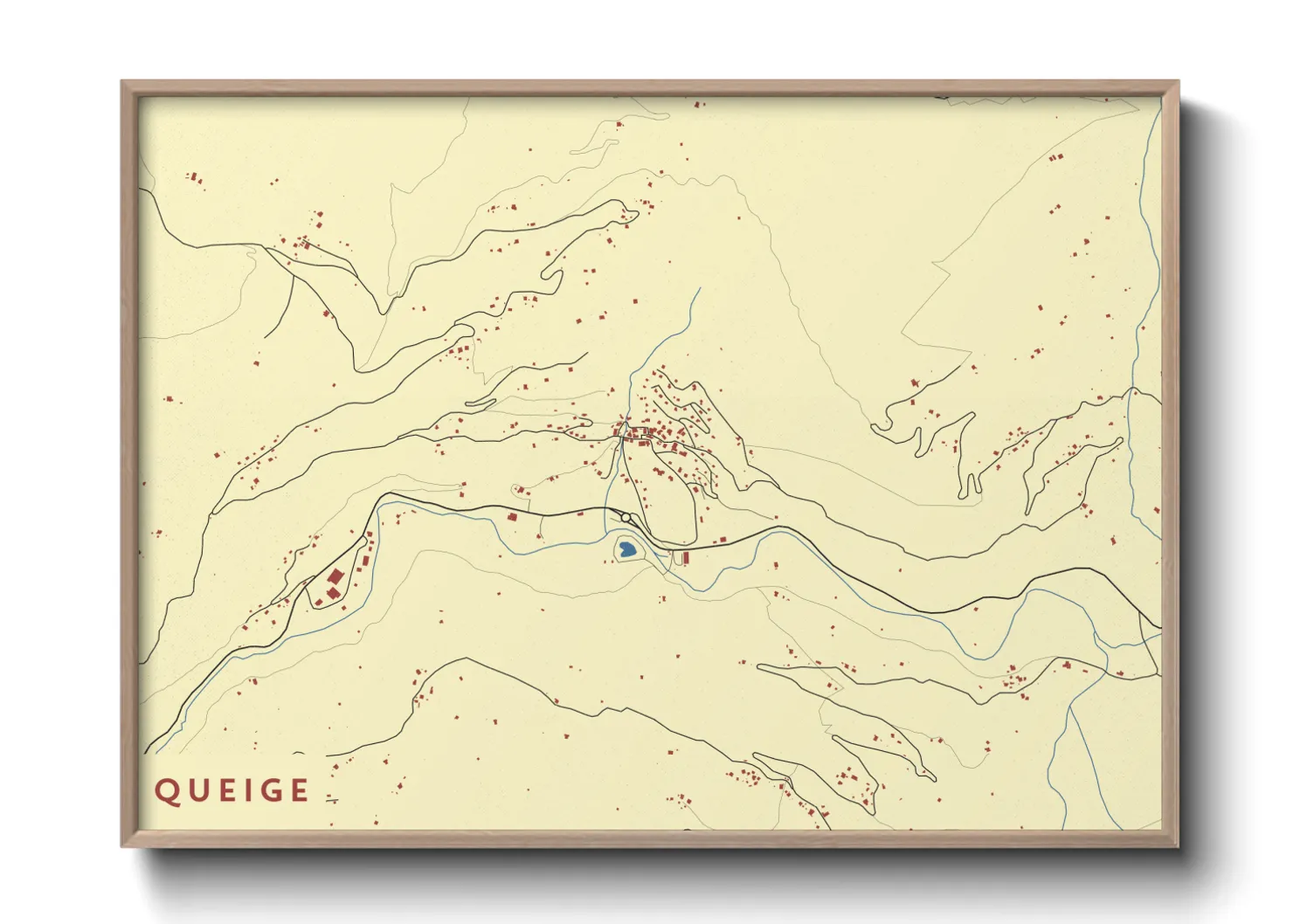 Une affiche de carte sur Queige