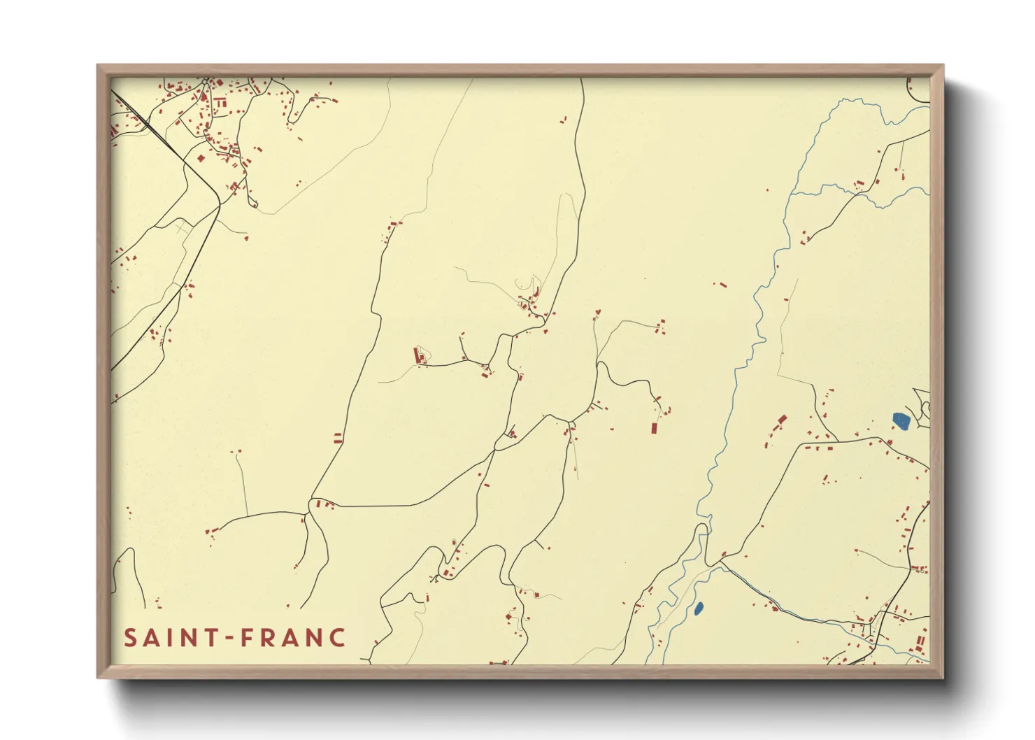 Une affiche de carte sur Saint-Franc