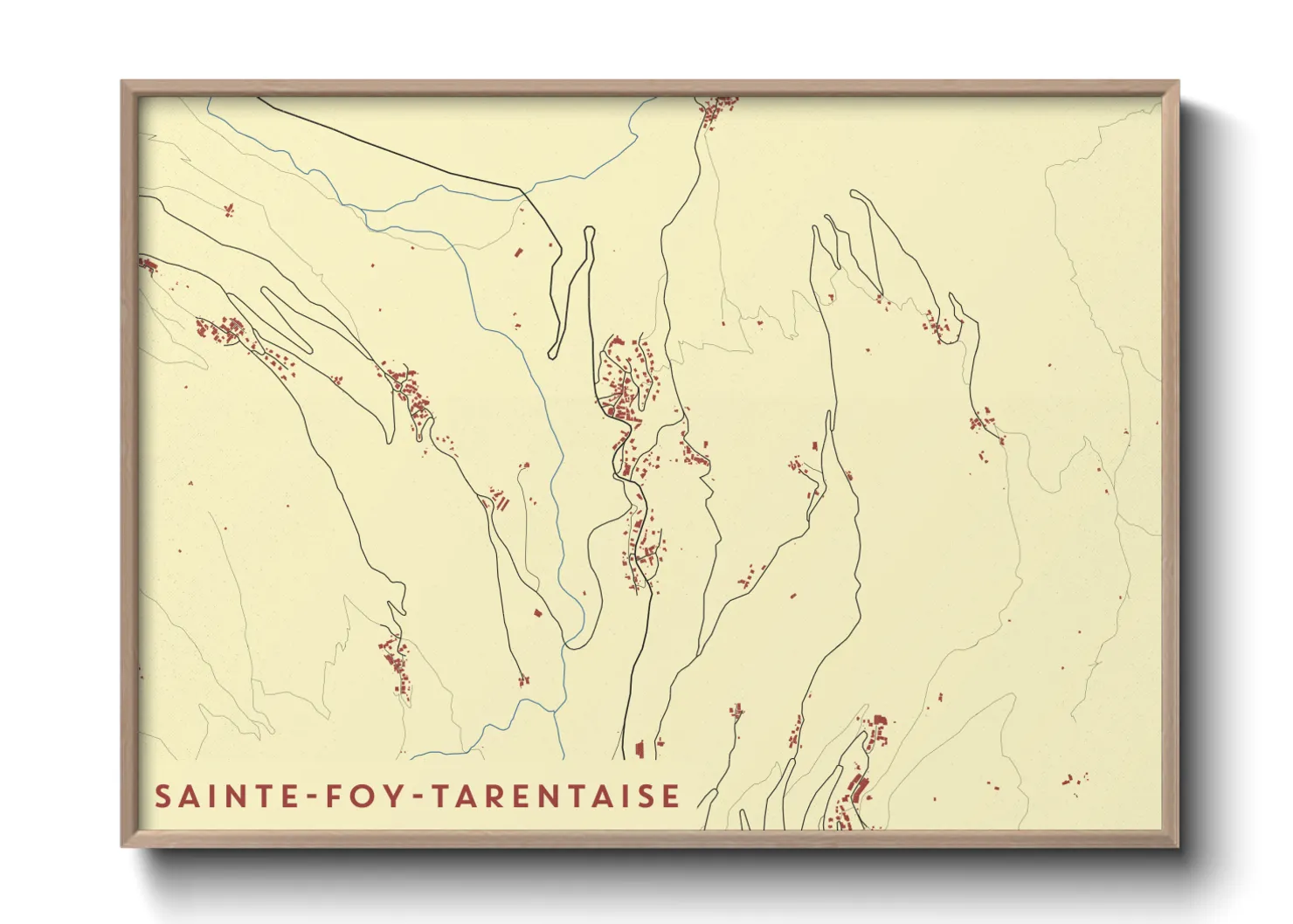 Une affiche de carte sur Sainte-Foy-Tarentaise