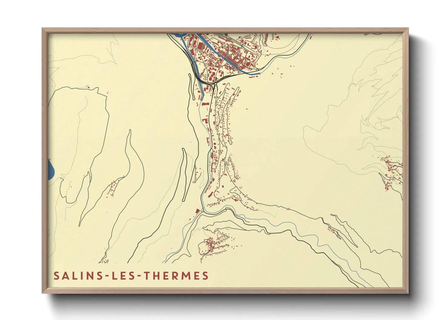 Une affiche de carte sur Salins-les-Thermes
