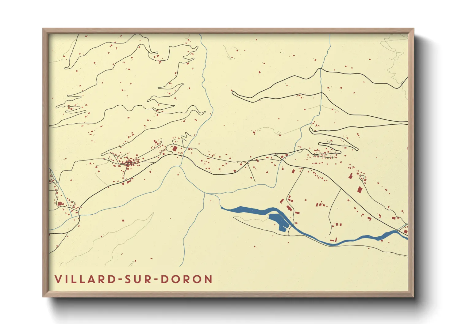 Une affiche de carte sur Villard-sur-Doron