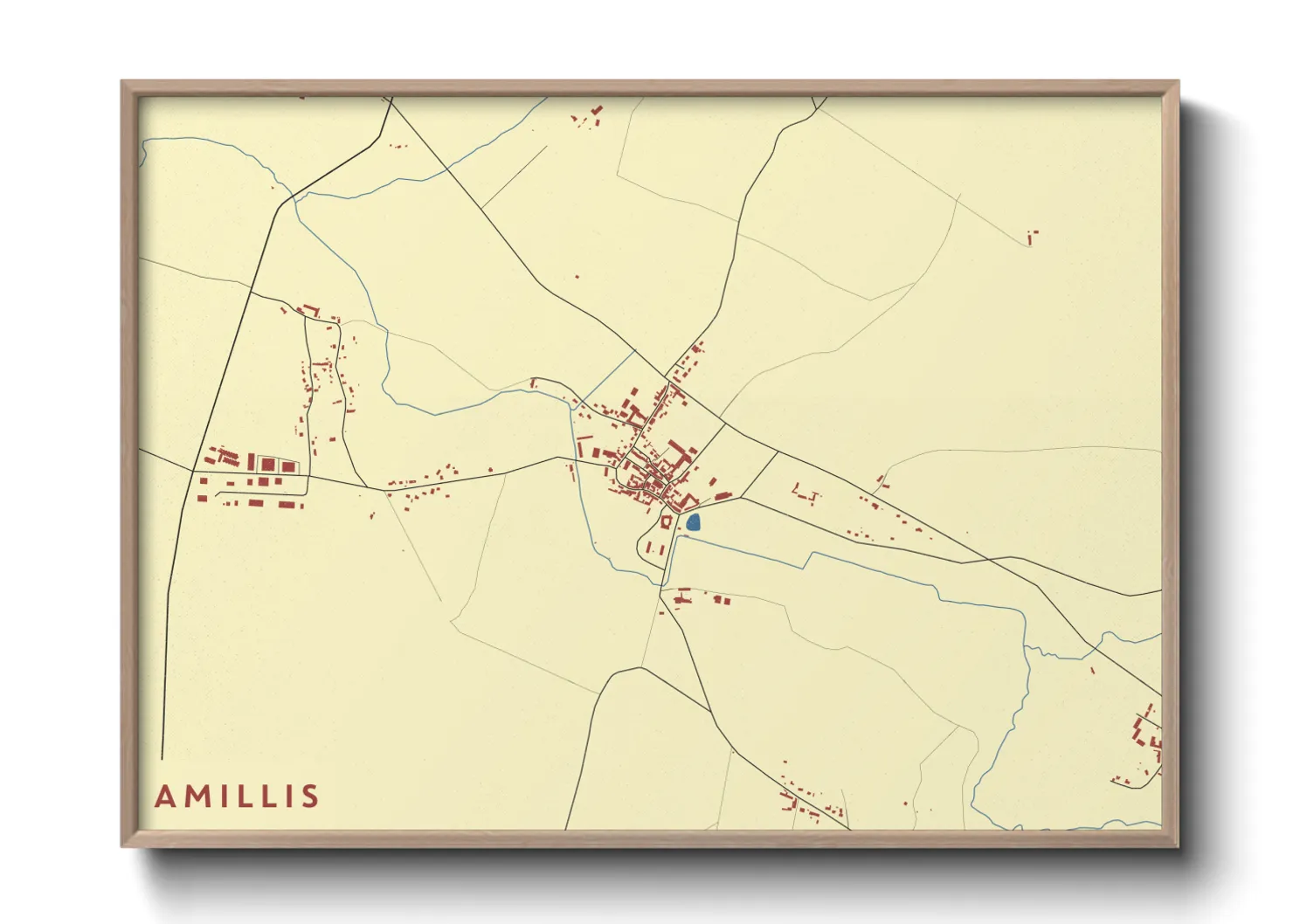 Une affiche de carte sur Amillis