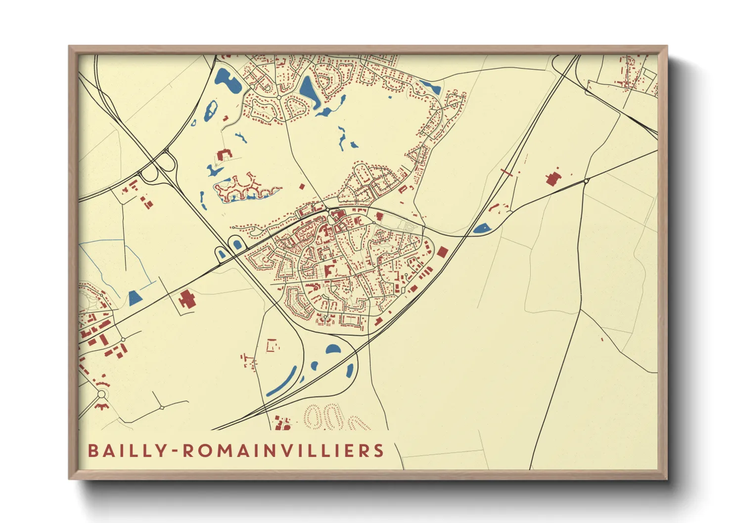 Une affiche de carte sur Bailly-Romainvilliers