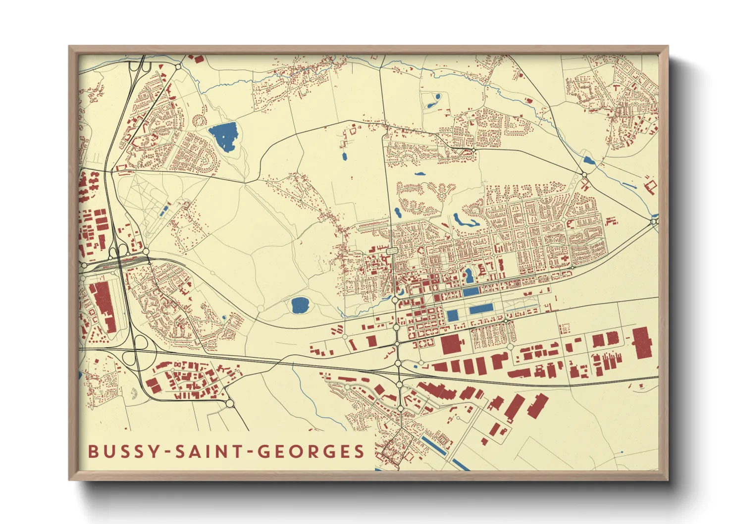 Une affiche de carte sur Bussy-Saint-Georges