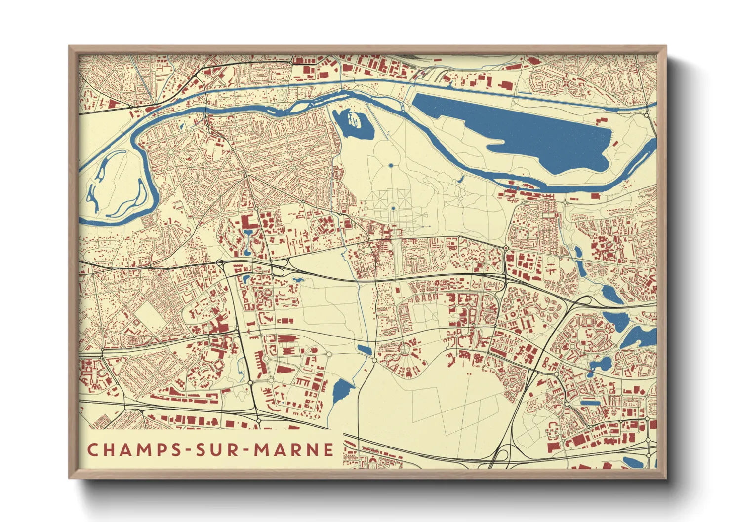 Une affiche de carte sur Champs-sur-Marne