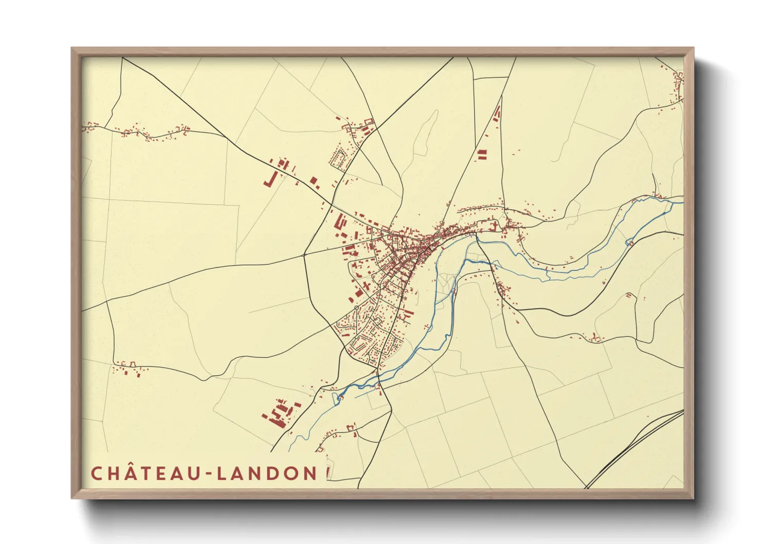 Une affiche de carte sur Château-Landon