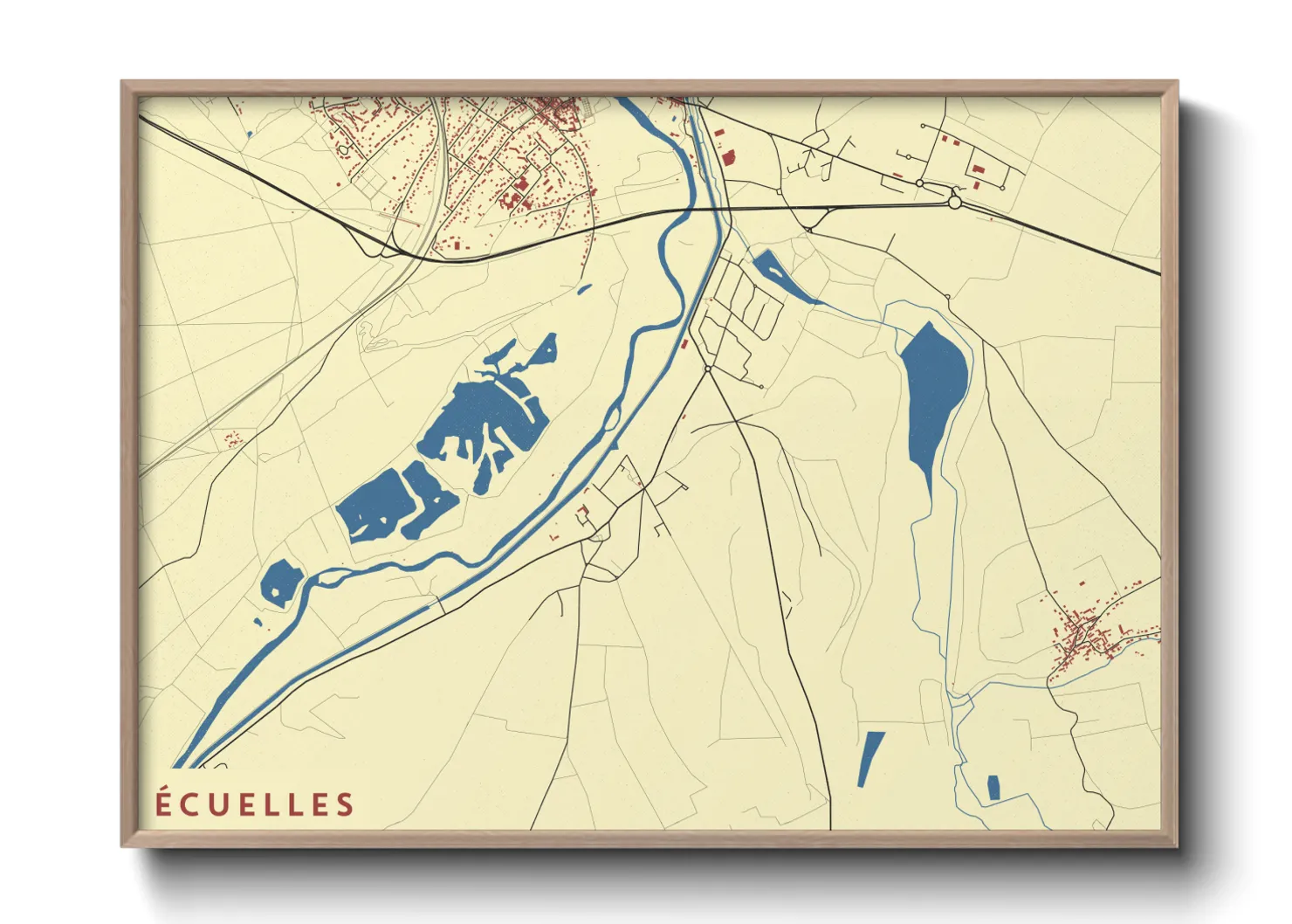 Une affiche de carte sur Écuelles