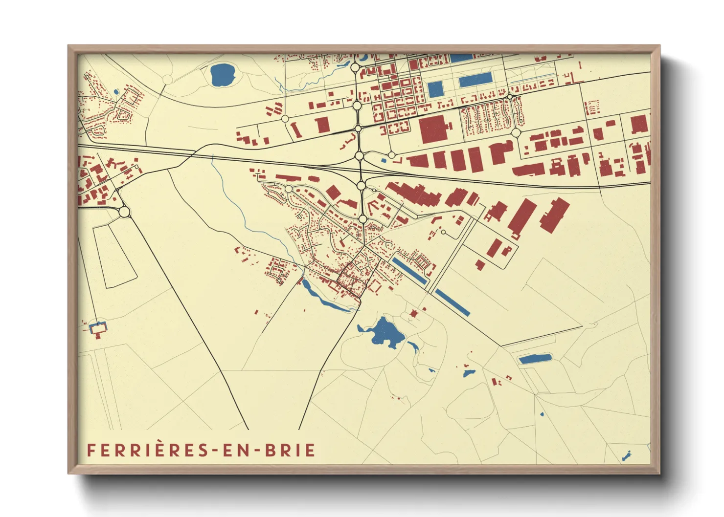 Une affiche de carte sur Ferrières-en-Brie